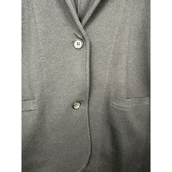 J. Crew Black Knit Blazer Jacket Cardigan Size L Cotton Merino Wool Old Money - Picture 7 of 10